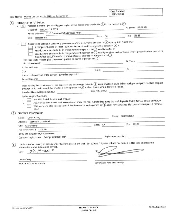 How To Complete a  California Small Claims Court  Proof of Service Form SC-104